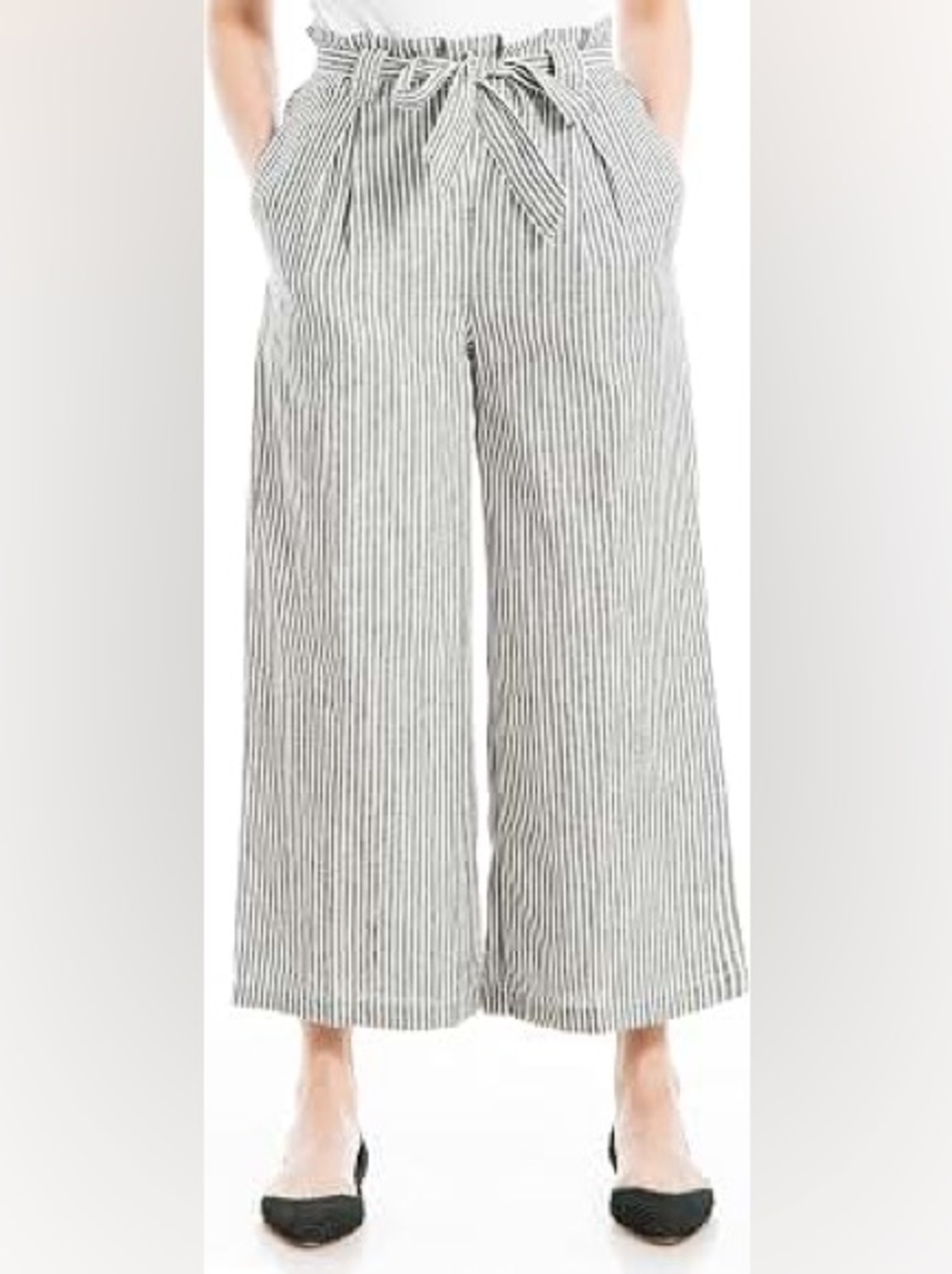 LOFT Men's Pinstripe Wide-Leg Chinos in Black and White